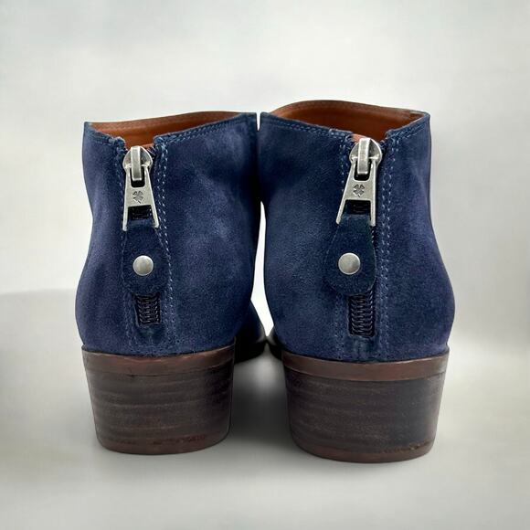 Lucky Brand Bremma Bright Blue Suede Genuine Leather Western Boots Booties 8.5M - Picture 6 of 9